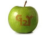 Logo-Apfel mit Motiv