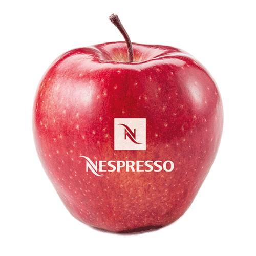 Logo-Apfel Braeburn rot mit Druck für Ihre Messe