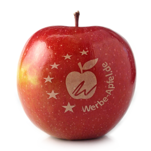 Logo Apfel Braeburn rot mit Laser Gravur für Ihre Werbung